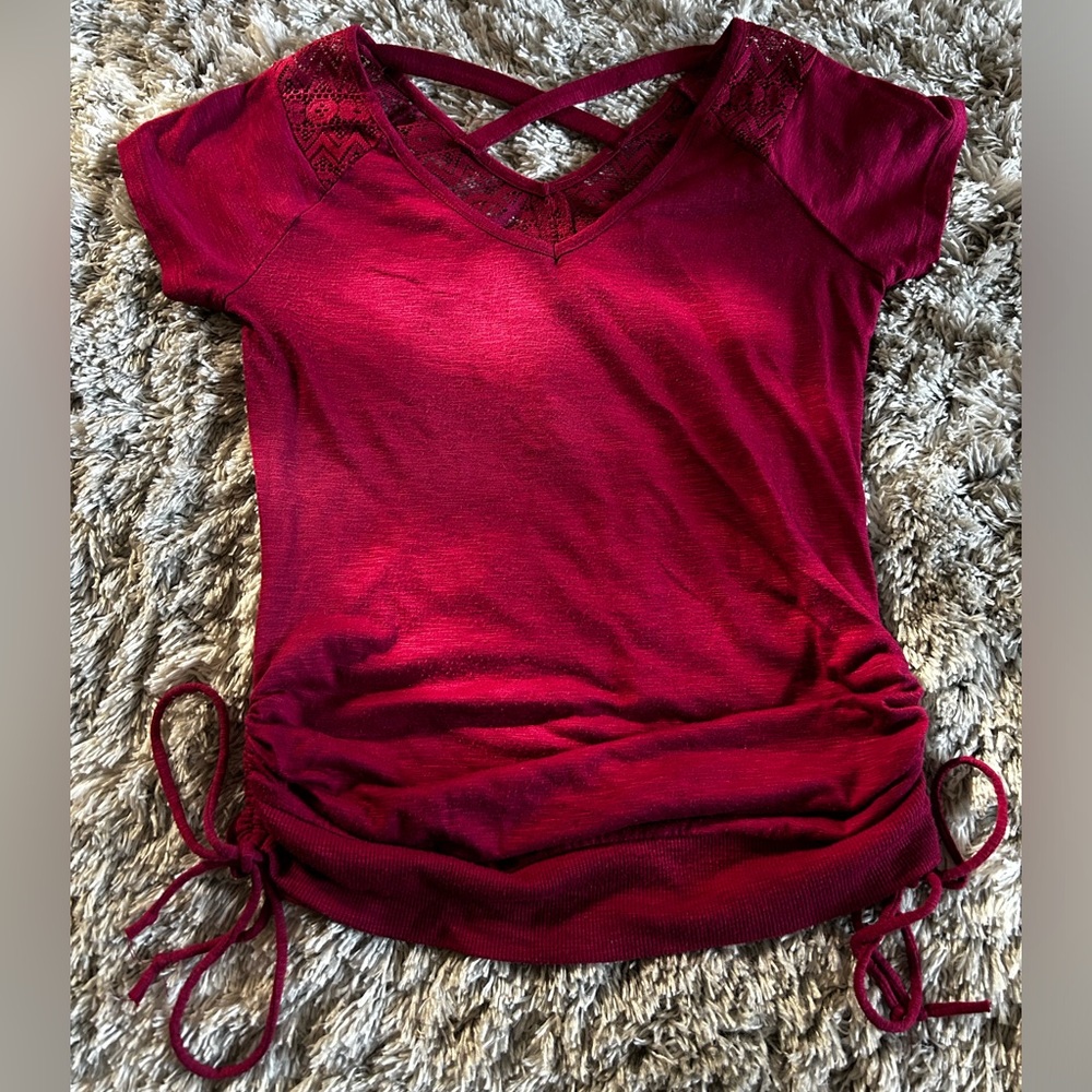 Lacy Maroon Top